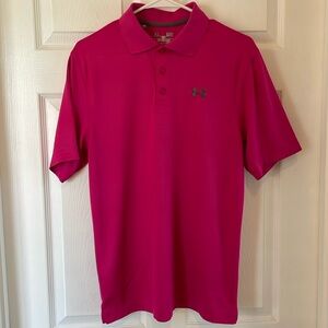 Men’s under Armour polo shirt, hot pink size small